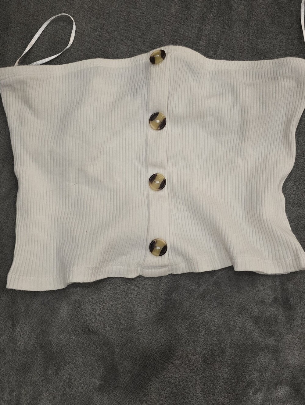 White Ribbed Tube Top - Picture 3 of 5